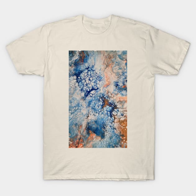 Blue Orange and White Splash T-Shirt by Klssaginaw